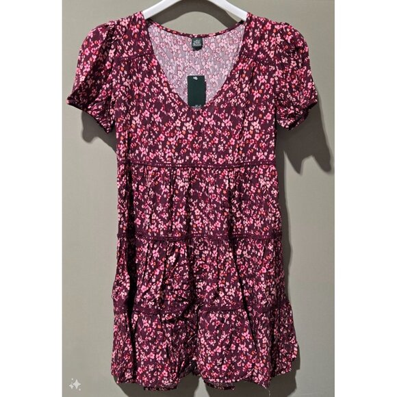 wild fable Dresses & Skirts - Wild Fable Purple & Pink Floral Flowy & Tiered Babydoll Summer Dress - Size XS